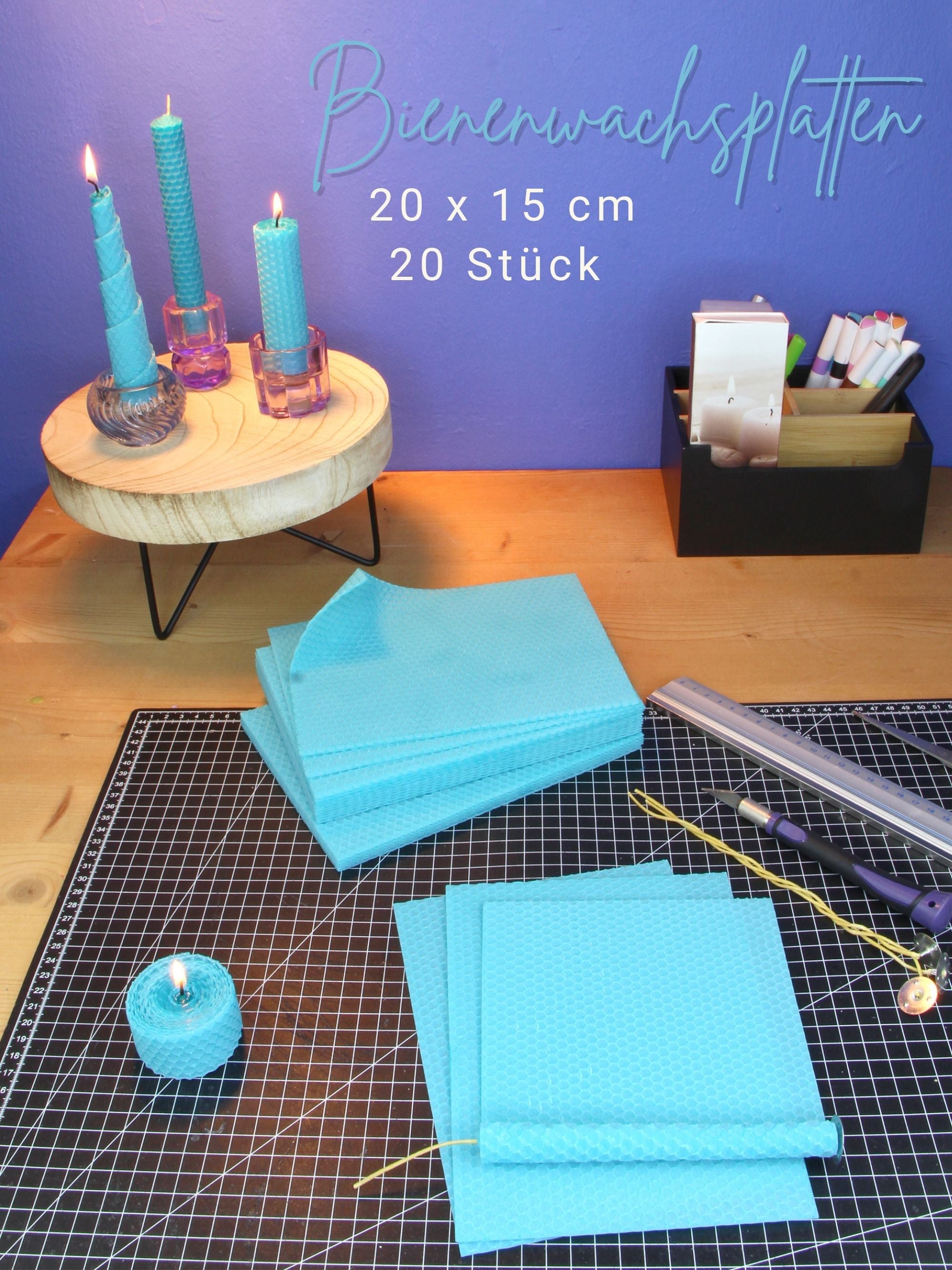 Bienenwachsplatten, 20 Stück, 15 x 20 cm, Wachsplatten aus Deutschland , Türkis