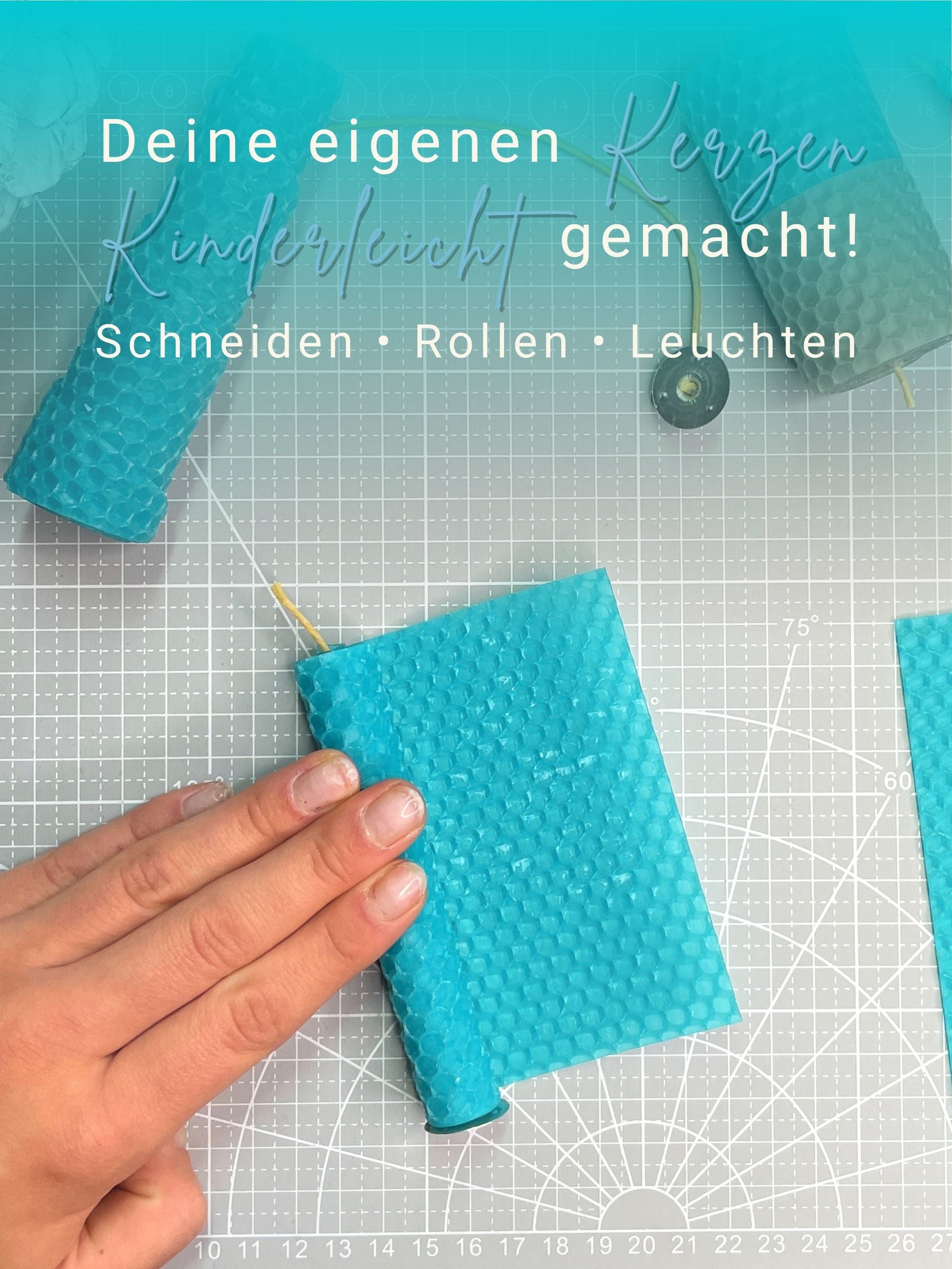 Bienenwachsplatten, 20 Stück, 15 x 20 cm, Wachsplatten aus Deutschland , Türkis