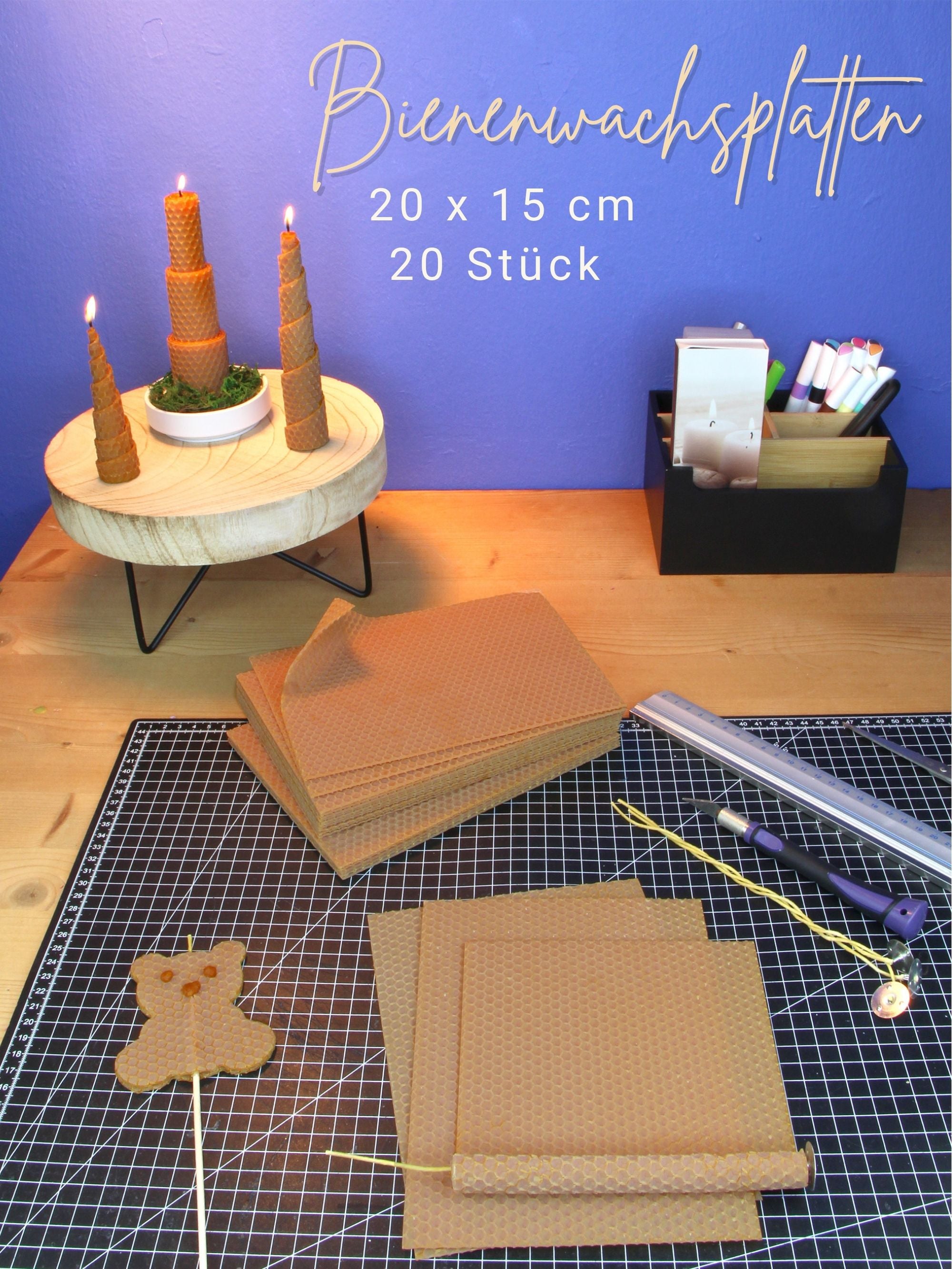 Bienenwachsplatten, 20 Stück, 15 x 20 cm, Wachsplatten aus Deutschland , Karamell