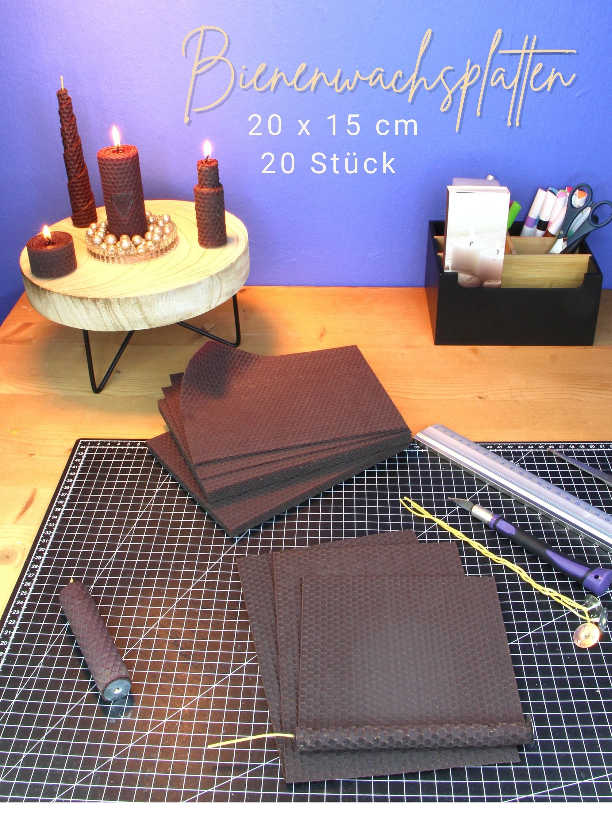 Bienenwachsplatten, 20 Stück, 15 x 20 cm, Wachsplatten aus Deutschland , Braun