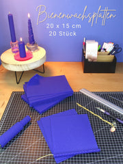 Bienenwachsplatten, 20 Stück, 15 x 20 cm, Wachsplatten aus Deutschland , Indigo
