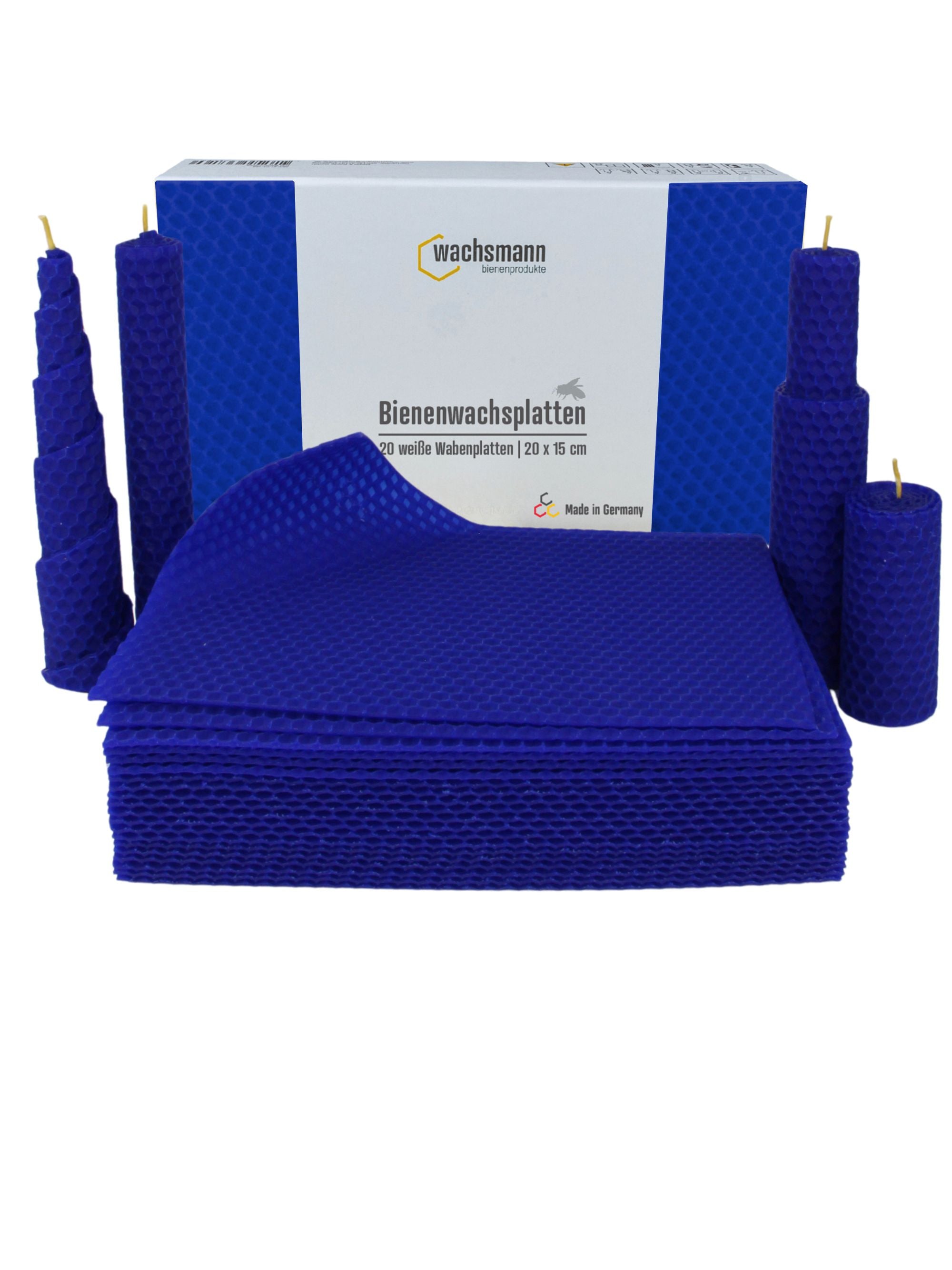 Bienenwachsplatten, 20 Stück, 15 x 20 cm, Wachsplatten aus Deutschland , Indigo