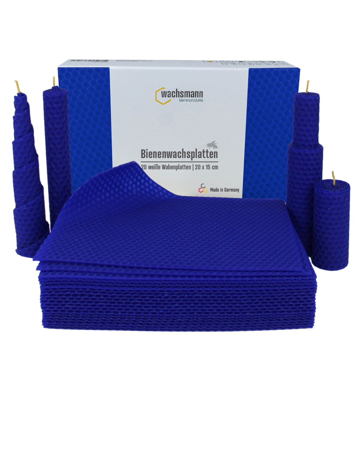 Bienenwachsplatten, 20 Stück, 15 x 20 cm, Wachsplatten aus Deutschland , Indigo