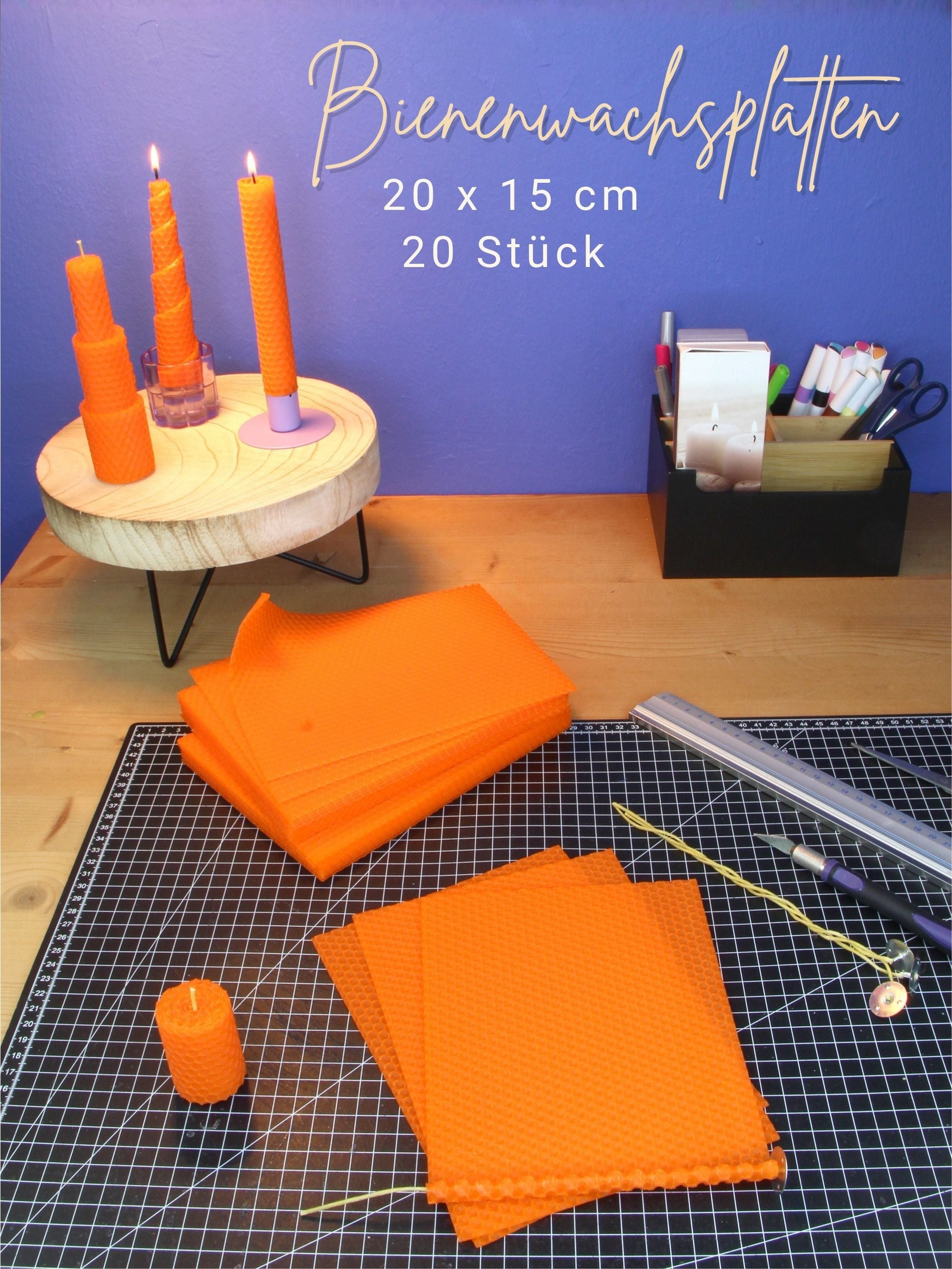 Bienenwachsplatten, 20 Stück, 15 x 20 cm, Wachsplatten aus Deutschland , Orange