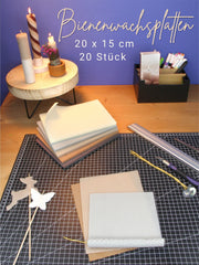 Bienenwachsplatten, 20 Stück, 15 x 20 cm, Wachsplatten aus Deutschland , Set Natur