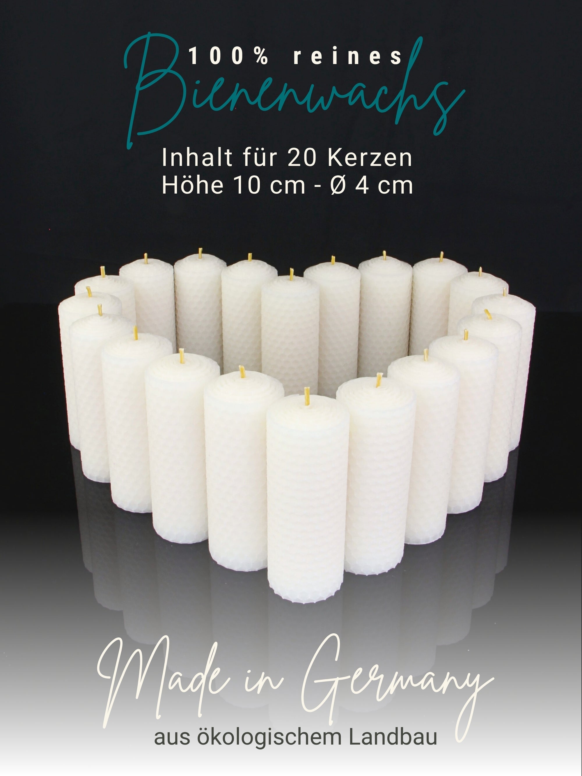 Stumpen Bienenwachsplatten, 20 Stück, 60 x 10 cm, aus Deutschland , Weiß
