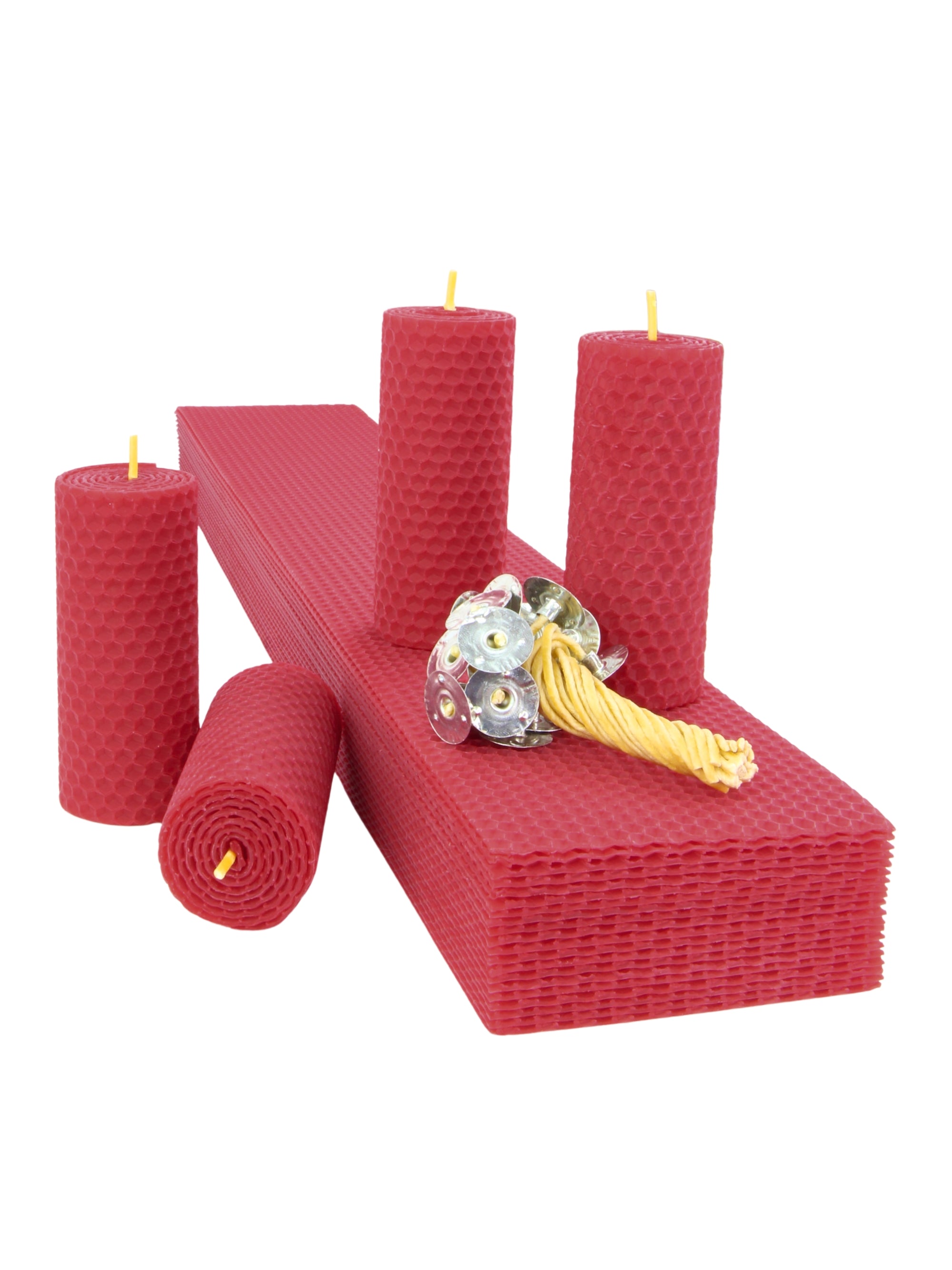 Stumpen Bienenwachsplatten, 20 Stück, 60 x 10 cm, aus Deutschland , Rot