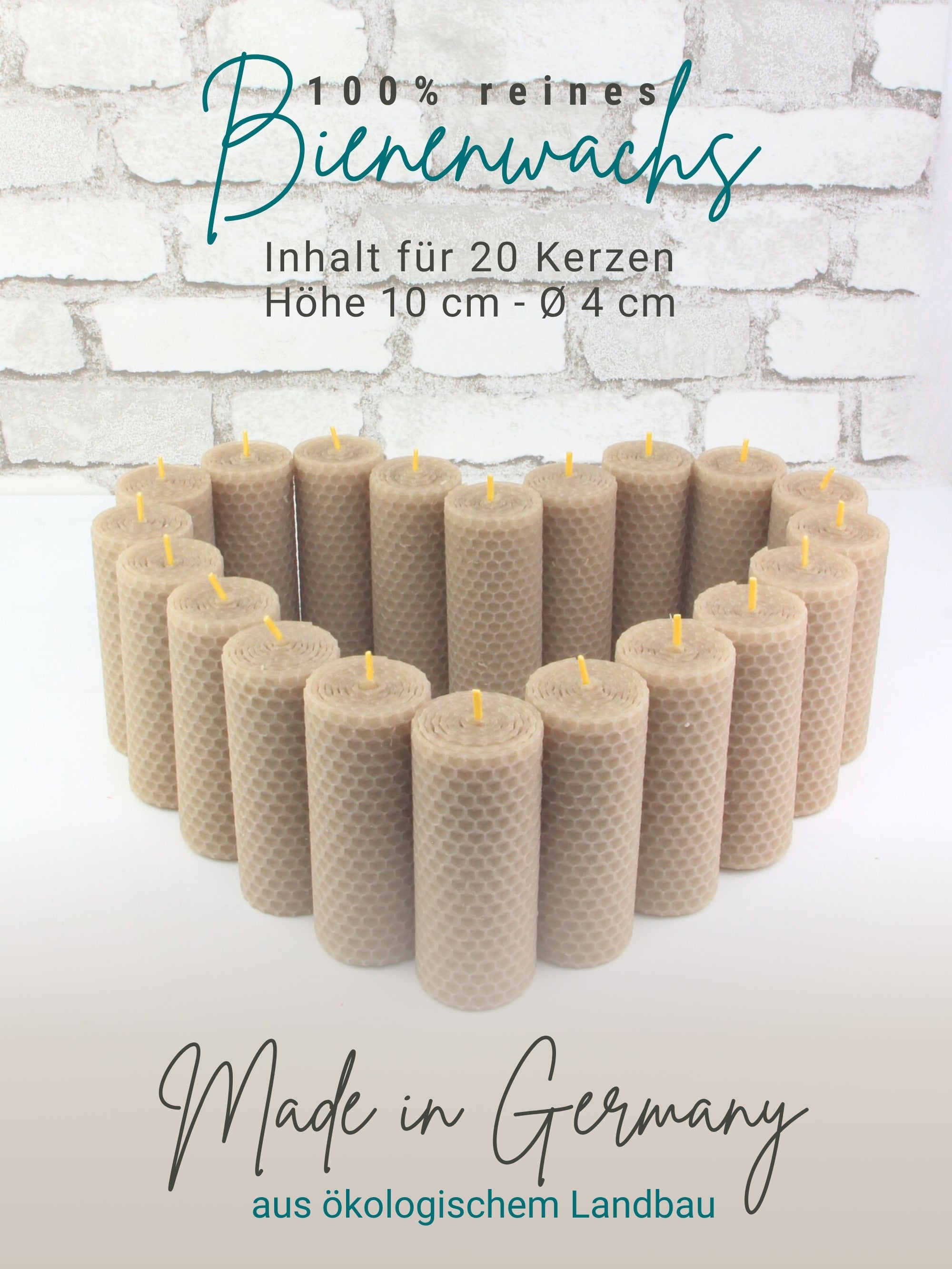 Stumpen Bienenwachsplatten, 20 Stück, 60 x 10 cm, aus Deutschland , Beige