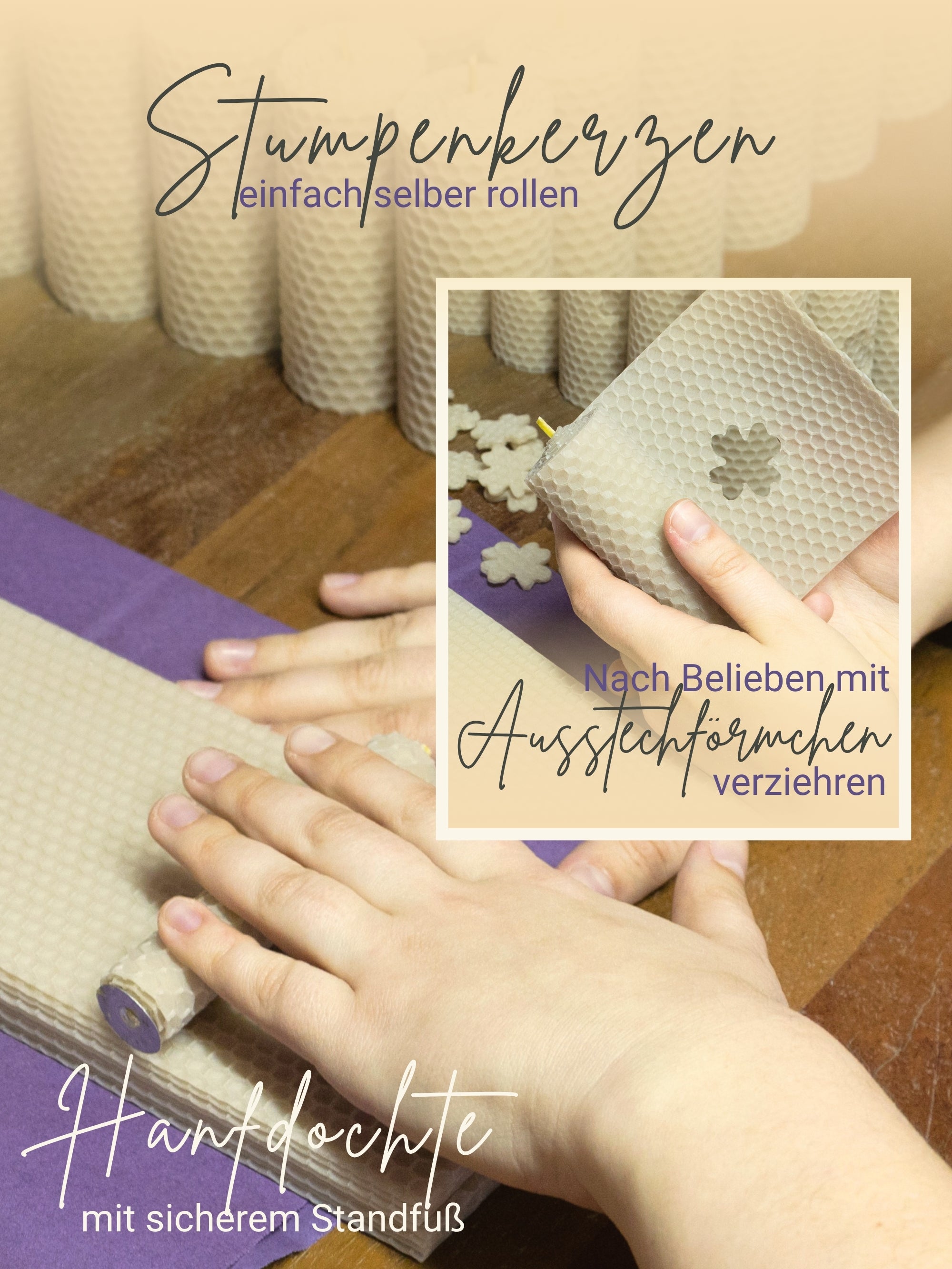 Stumpen Bienenwachsplatten, 20 Stück, 60 x 10 cm, aus Deutschland , Beige