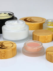 Glastiegel matt, mit Bambusdeckel - 20 Stück , 20 ml 20 Stück