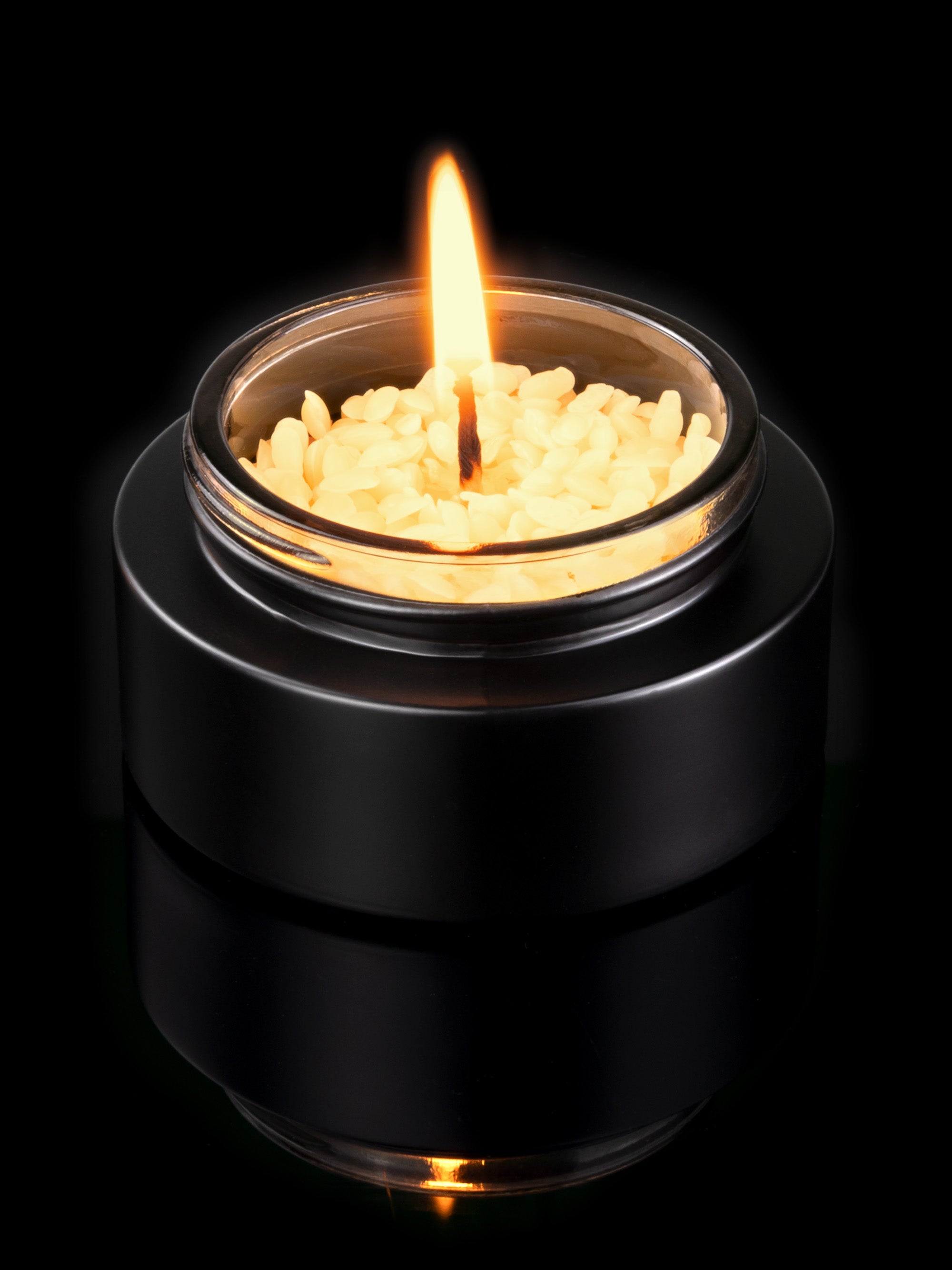 Bienenwachs Kerze im Glas, Hanfdocht, frosted oder black, mit Gravur