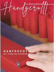 Stumpenkerzen, 4er-Set, 100 % Bienenwachs, handgerollt , rot