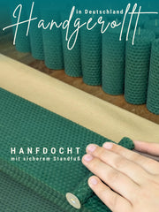 Stumpenkerzen, 4er-Set, 100 % Bienenwachs, handgerollt , grün
