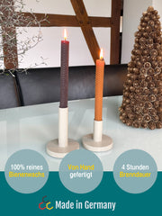 Bienenwachskerzen handgerollt, 2er Set Stabkerzen, 100 % Bienenwachs , Braun | Karamell