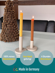 Bienenwachskerzen handgerollt, 2er Set Stabkerzen, 100 % Bienenwachs , Gelb | Karamell