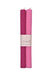 Bienenwachskerzen handgerollt, 2er Set Stabkerzen, 100 % Bienenwachs , Rosa | Pink