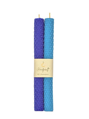 Bienenwachskerzen handgerollt, 2er Set Stabkerzen, 100 % Bienenwachs , Türkis | Indigo