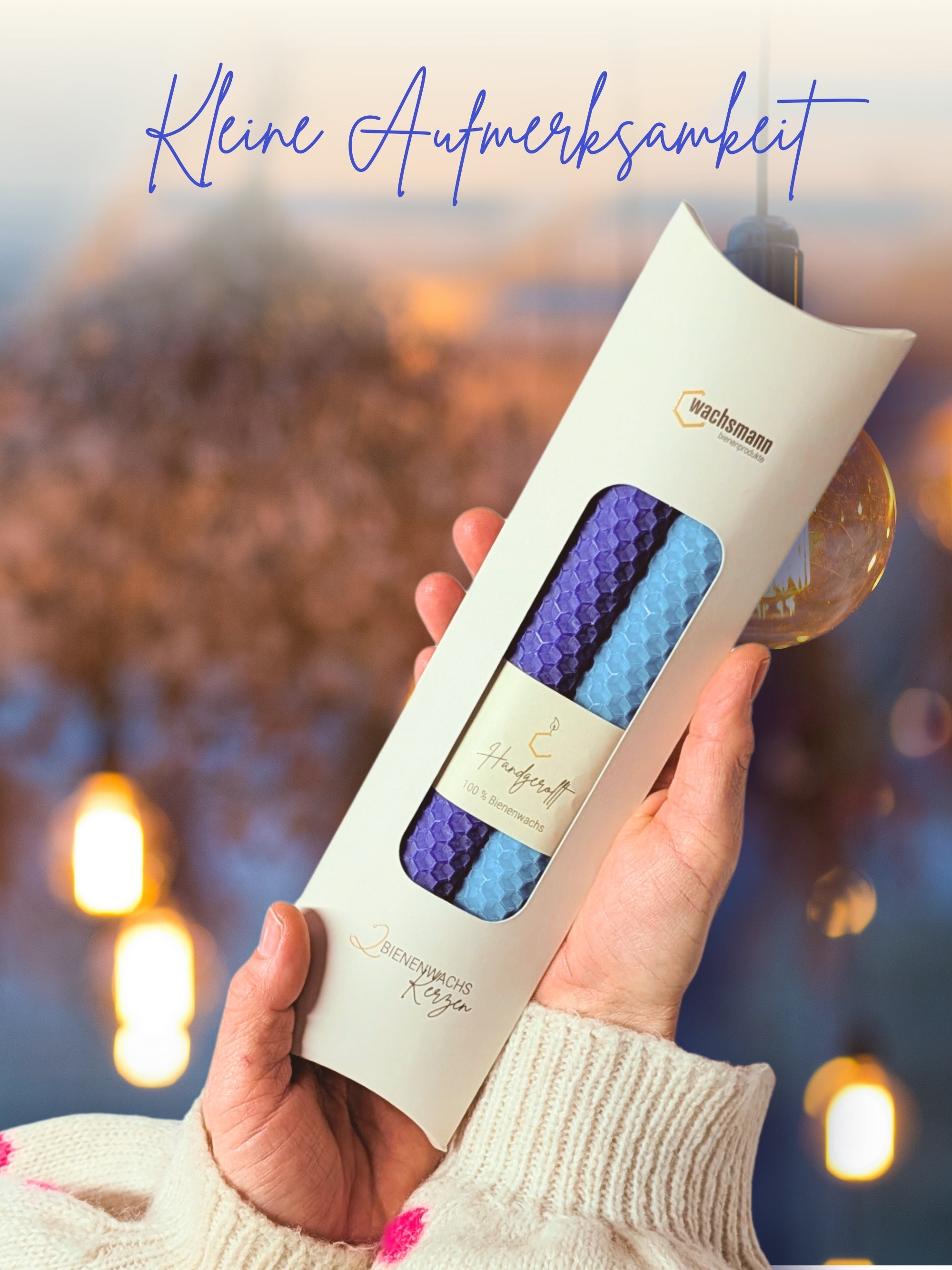 Bienenwachskerzen handgerollt, 2er Set Stabkerzen, 100 % Bienenwachs , Türkis | Indigo