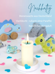Gender Reveal Kerze - handgerollt aus 100% Bienenwachs aus Deutschland , Boy