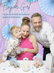 Gender Reveal Kerze - handgerollt aus 100% Bienenwachs aus Deutschland , Boy
