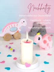 Gender Reveal Kerze - handgerollt aus 100% Bienenwachs aus Deutschland , Girl