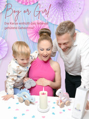 Gender Reveal Kerze - handgerollt aus 100% Bienenwachs aus Deutschland , Girl