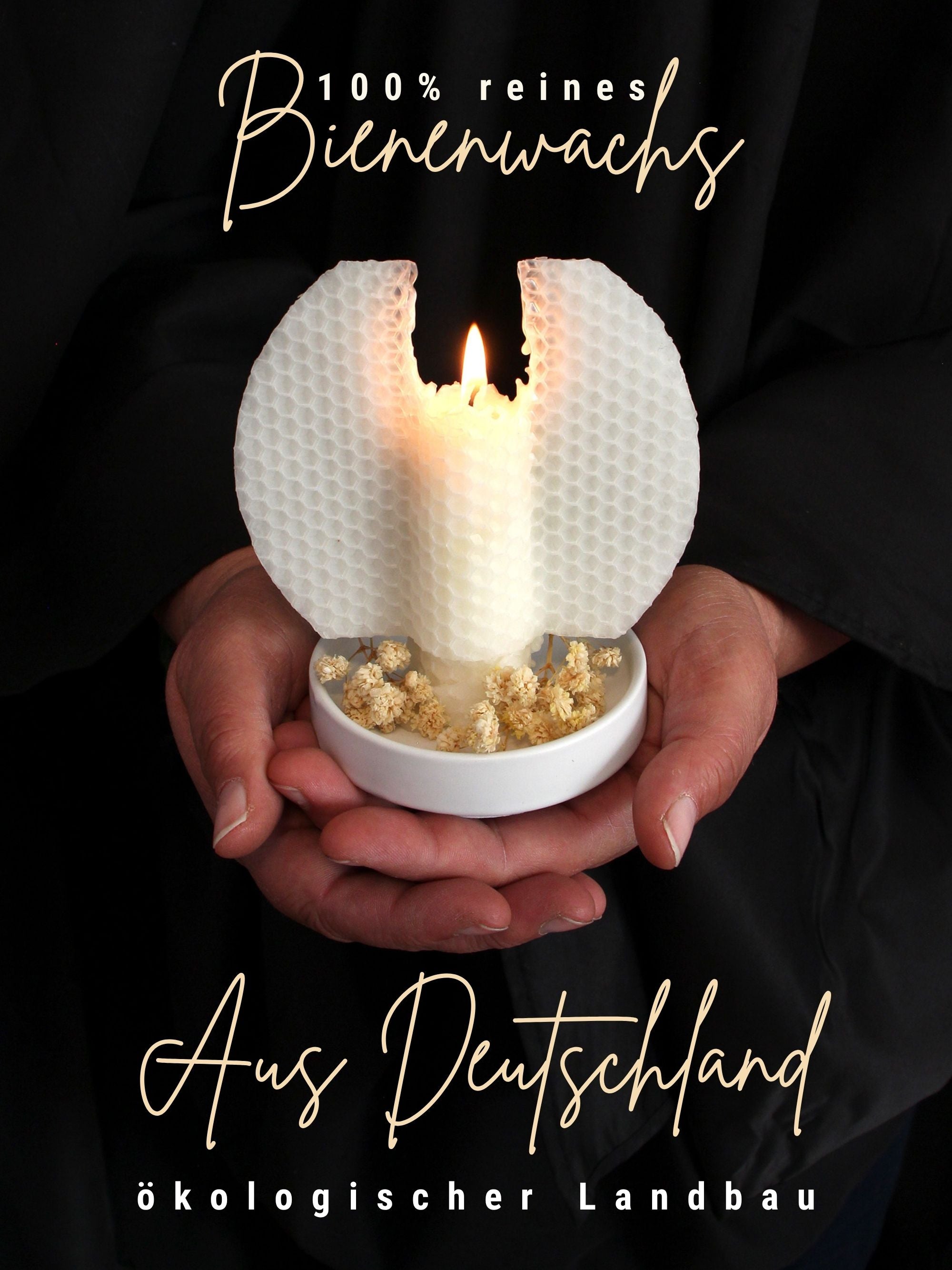 Engelskerze aus reinem Bienenwachs, handgerollt ,