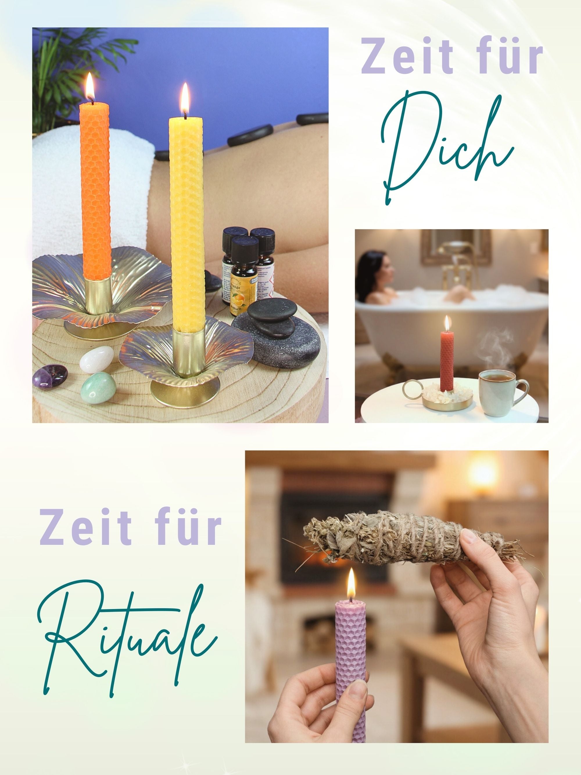Bienenwachs Ritualkerzen Set in den 7 Chakra Farben ,