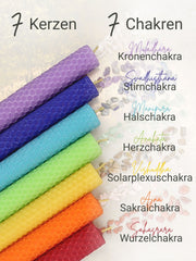 Bienenwachs Ritualkerzen Set in den 7 Chakra Farben ,