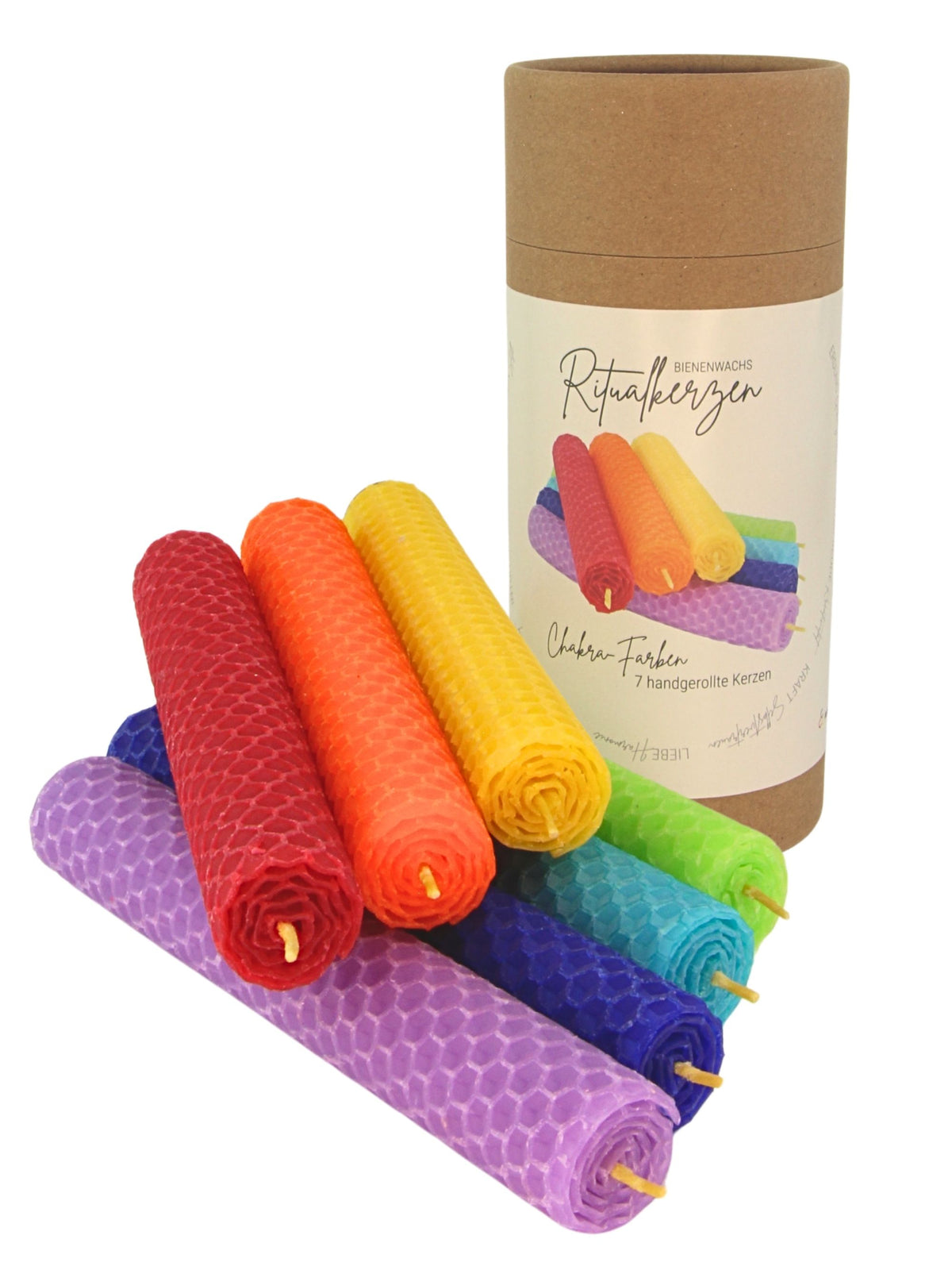 Bienenwachs Ritualkerzen Set in den 7 Chakra Farben ,