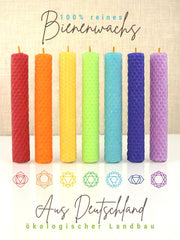 Bienenwachs Ritualkerzen Set in den 7 Chakra Farben ,