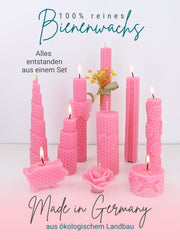 Starterset Bienenwachskerzen selber machen, für 10 Kerzen, bunte Auswahl , Rosa