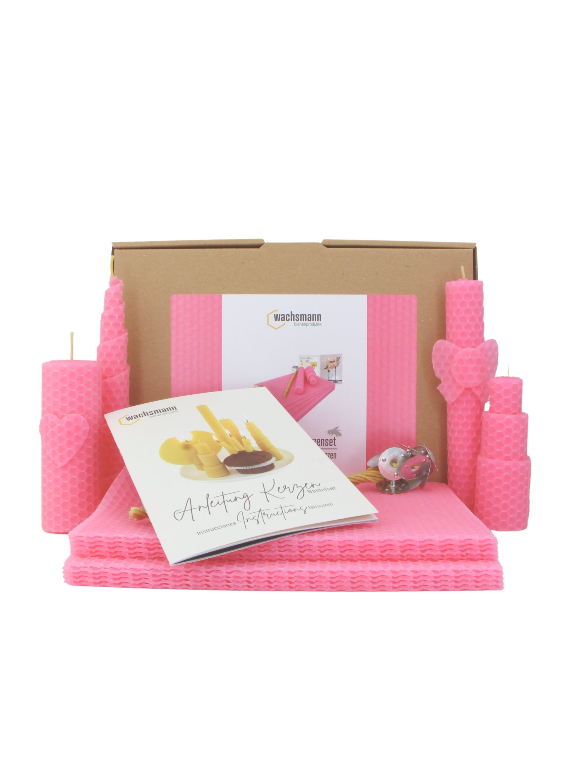 Starterset Bienenwachskerzen selber machen, für 10 Kerzen, bunte Auswahl , Rosa
