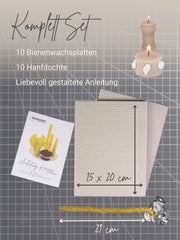 Starterset Bienenwachskerzen selber machen, für 10 Kerzen, bunte Auswahl , Beige