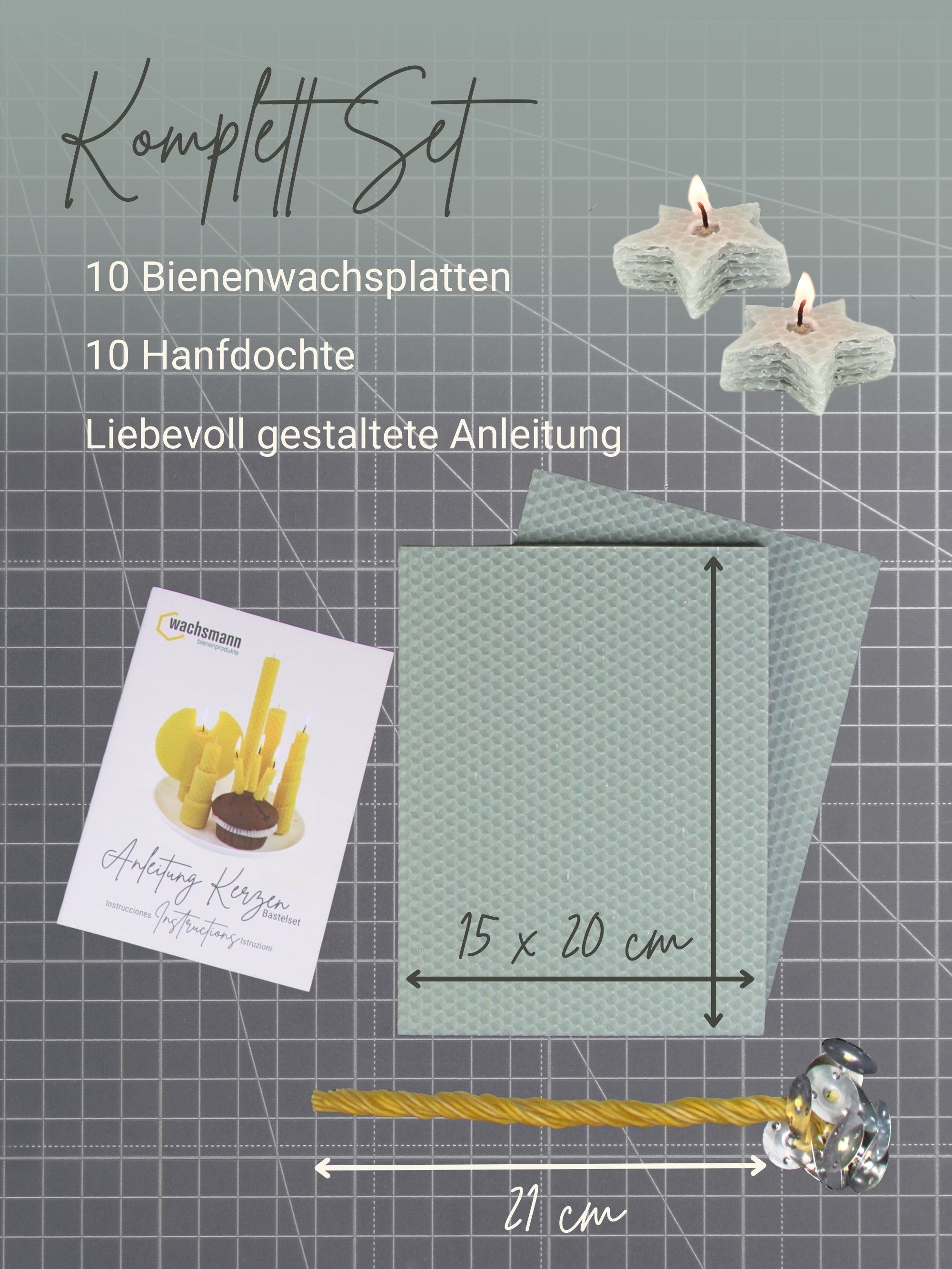 Starterset Bienenwachskerzen selber machen, für 10 Kerzen, bunte Auswahl , Salbei