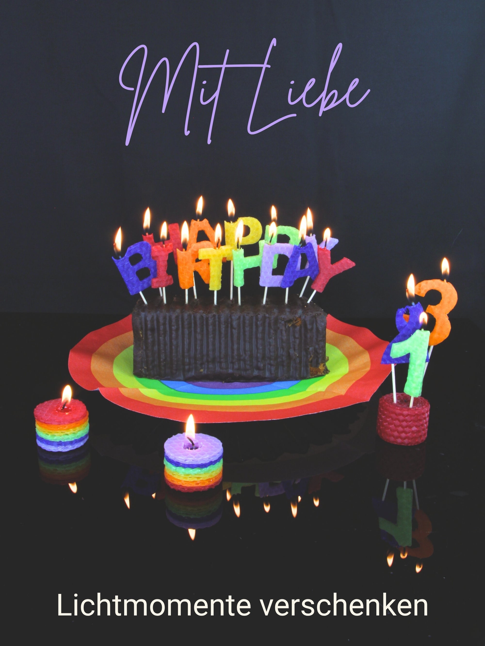 Kerzen Bastelset Rainbow – 18 farbige Bienenwachsplatten in Regenbogenfarben mit Hanfdochten ,