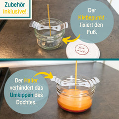 Kerzendochte 100 Stück aus Hanf mit Bienenwachs Mantel und Standfuß , 100 Stück - Ø 1.7 mm Länge 11 cm