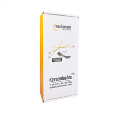 Kerzendochte 100 Stück aus Hanf mit Bienenwachs Mantel und Standfuß , 100 Stück - Ø 1.7 mm Länge 21 cm