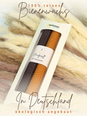 Bienenwachskerzen handgerollt, 2er Set Stabkerzen, 100 % Bienenwachs , Braun | Karamell