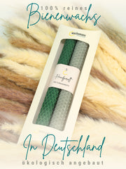 Bienenwachskerzen handgerollt, 2er Set Stabkerzen, 100 % Bienenwachs , Grau | Grün