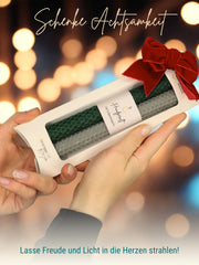 Bienenwachskerzen handgerollt, 2er Set Stabkerzen, 100 % Bienenwachs , Grau | Grün