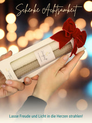 Bienenwachskerzen handgerollt, 2er Set Stabkerzen, 100 % Bienenwachs , Weiß | Beige