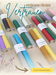 Bienenwachskerzen handgerollt, 2er Set Stabkerzen, 100 % Bienenwachs , Weiß | Beige