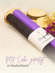 Bienenwachskerzen handgerollt, 2er Set Stabkerzen, 100 % Bienenwachs , Lila | Braun