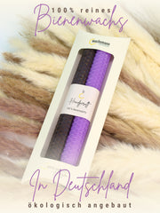 Bienenwachskerzen handgerollt, 2er Set Stabkerzen, 100 % Bienenwachs , Lila | Braun