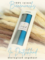 Bienenwachskerzen handgerollt, 2er Set Stabkerzen, 100 % Bienenwachs , Blau | Grau