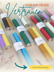 Bienenwachskerzen handgerollt, 2er Set Stabkerzen, 100 % Bienenwachs , Gelb | Karamell