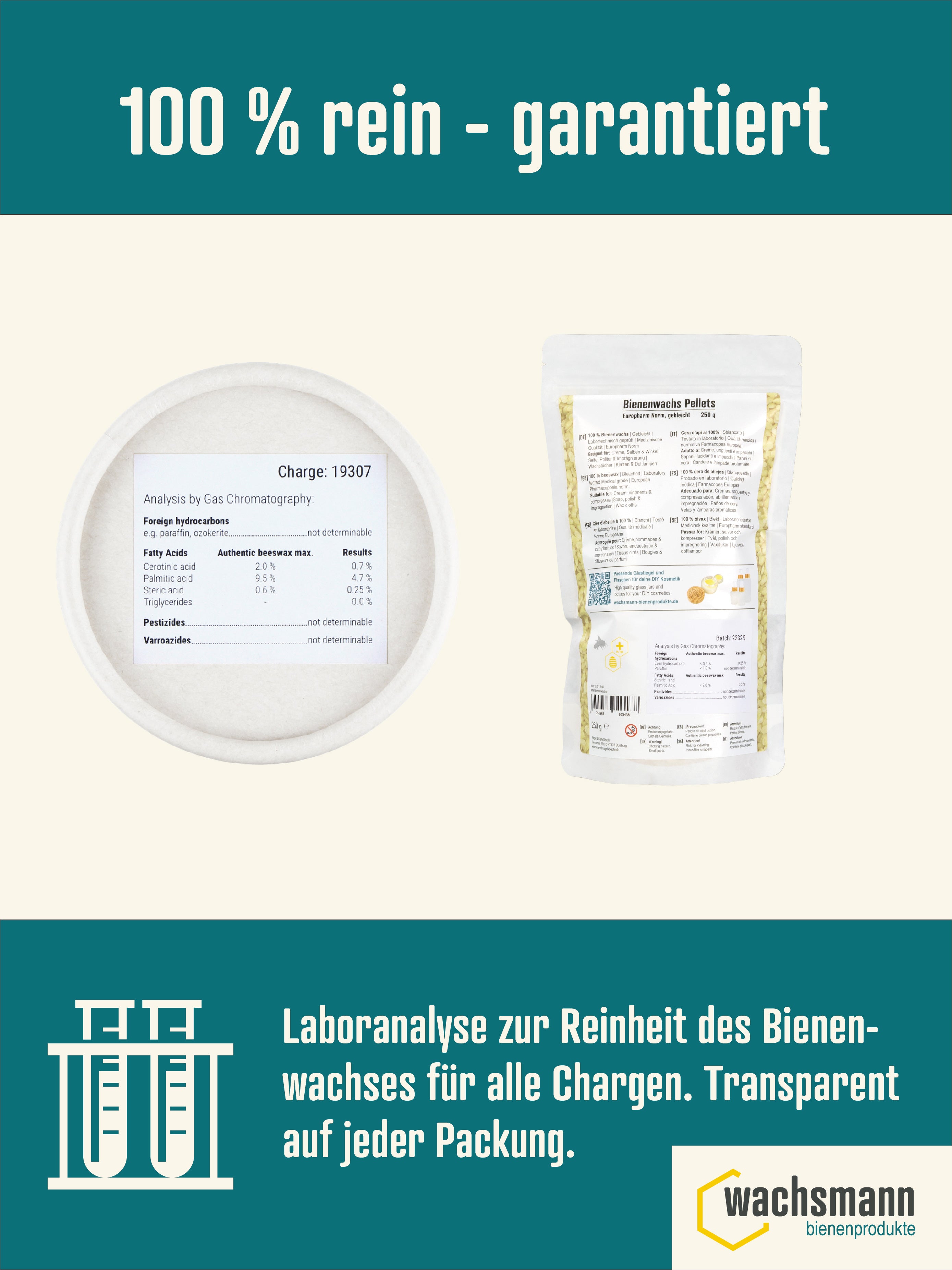 Bienenwachs Pastillen 250 g für Kosmetik und DIY, Medizinische Qualität ,